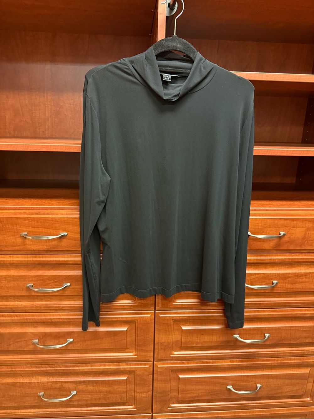 St. John Caviar Black Mock Neck Blouse